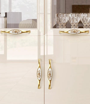 Ceramic Cabinet Pulls & Knobs - White Finish Decorative Hardware - #7 - 128mm / 1pc