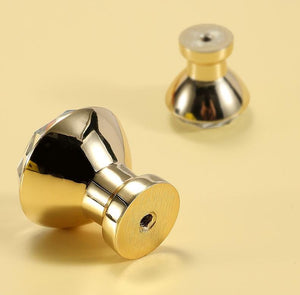 Alloy Diamond Cabinet Pulls & Knobs - Black Finish for Wardrobes - #7 Gold / 1pc