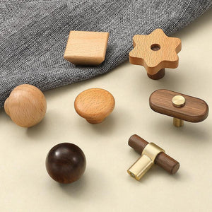 Wood Square Cabinet Pulls & Knobs - Mid-Century Furniture Hardware - #1 - 25mm / 1pc