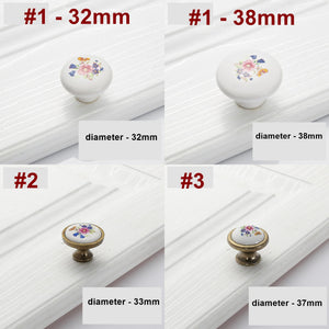 Ceramic Cabinet Pulls & Knobs - Bronze Finish Decorative Hardware - #1 - 38mm / 1pc