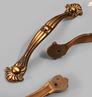 Alloy Floral Cabinet Pulls & Knobs - Bronze Finish for Wardrobes - #9 - 128mm / 1pc