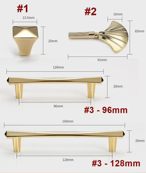 Alloy Geometric Cabinet Pulls & Knobs - Black Finish for Cabinets - #2 Gold / 1pc