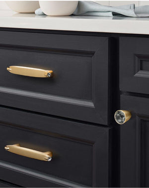 Alloy Diamond Cabinet Pulls & Knobs - Gold Finish for Wardrobes - #6 - 28mm / 1pc
