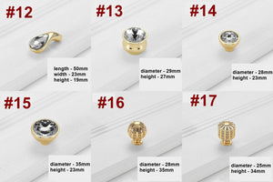 Alloy Diamond Cabinet Pulls & Knobs - Gold Finish for Wardrobes - #5 / 1pc