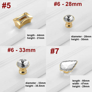 Alloy Diamond Cabinet Pulls & Knobs - Gold Finish for Wardrobes - #3 / 1pc