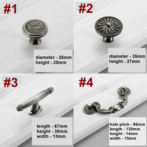 Alloy Art Deco Cabinet Pulls & Knobs - Bronze Finish for Cabinets - #2 / 1pc