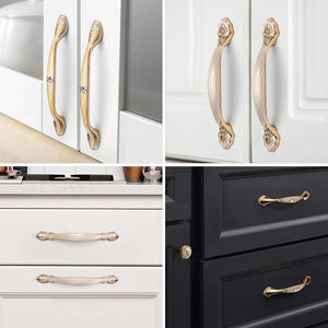Alloy Floral Cabinet Pulls & Knobs - Gold Finish Furniture Hardware - #6 - 96mm / 1pc