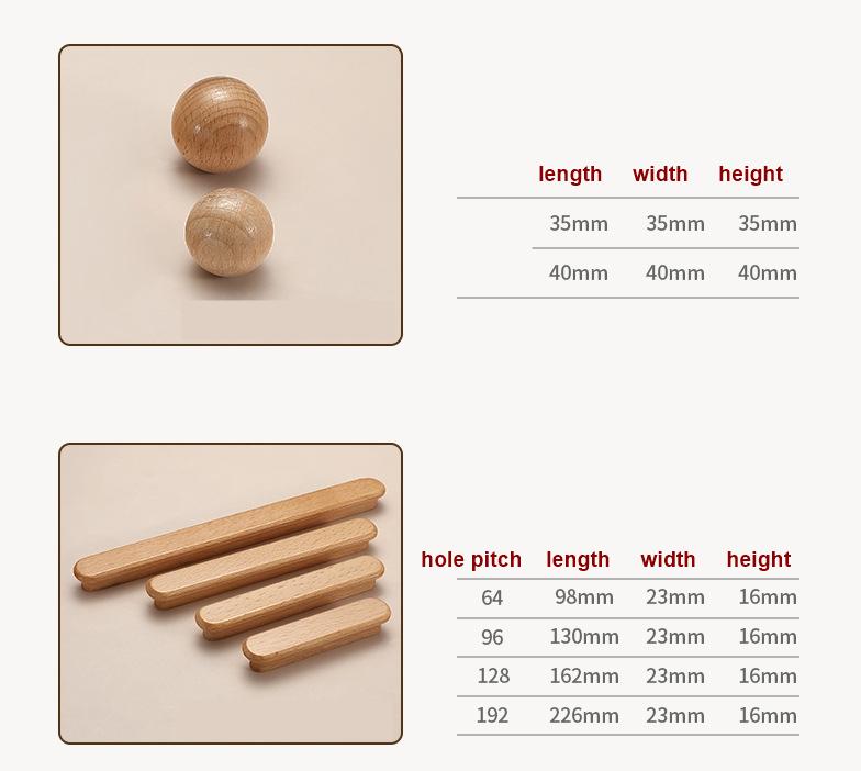 Scandinavian Wooden Cabinet Drawer Pulls And Knobs Natural Light Dark Wood Handles Kitchen Wardrobe Closet Cupboard Dresser Furniture