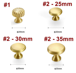 Solid Brass Fluted Cabinet Pulls & Knobs - Gold Finish for Cabinets - #2 - 25mm / 1pc