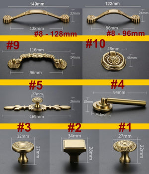 Solid Brass Floral Cabinet Pulls & Knobs - Gold Finish for Cabinets - #2 / 1pc