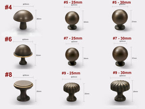 Solid Brass Round Cabinet Pulls & Knobs - Bronze Finish Hardware - #1 - 30mm / 1pc