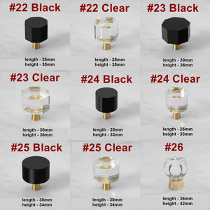 Alloy Diamond Cabinet Pulls & Knobs - Black Finish for Wardrobes - #6 / 1pc
