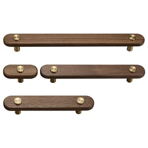 Wood Cabinet Pulls & Knobs - Gold Finish for Cabinets & Drawers - Beech 192mm / 1pc