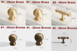 Solid Brass Geometric Cabinet Pulls & Knobs - Bronze Finish Hardware - #1 Brass 28mm / 1pc