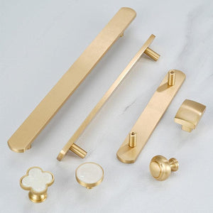 Solid Brass Round Cabinet Pulls & Knobs - Brushed Gold Finish - #3 / 1pc