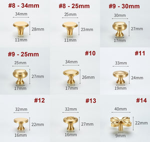 Solid Brass Round Cabinet Pulls & Knobs - Gold Finish for Cabinets - #3 - 25mm / 1pc