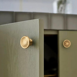 Solid Brass Round Cabinet Pulls & Knobs - Gold Finish for Cabinets - #4 / 1pc