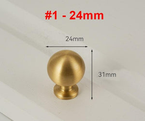 Solid Brass Round Cabinet Pulls & Knobs - Brushed Gold Finish - #1 - 28mm / 1pc