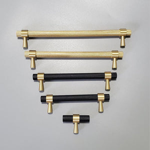 Solid Brass Knurled Cabinet Pulls & Knobs - Brushed Gold Finish - #3 / 1pc