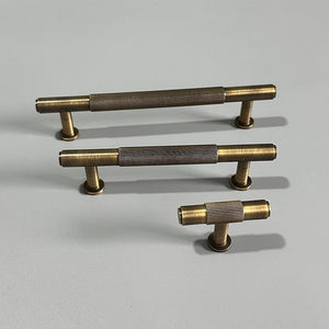 Solid Brass Knurled Cabinet Pulls & Knobs - Brushed Gold Finish - 96mm - Bronze / 1pc