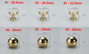 Solid Brass Round Cabinet Pulls & Knobs - Gold Finish for Cabinets - #1 - 29.5mm / 1pc