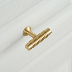 Solid Brass Knurled Cabinet Pulls & Knobs - Brushed Gold Finish - #3 - 256mm / 1pc