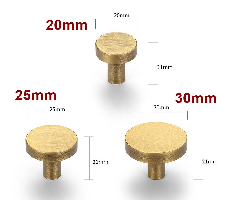 Modern Minimalist Solid Brass Cabinet Knobs Drawer Pulls Scandinavian Round Handles Gold Furniture Knobs Wardrobe Kitchen Closet Drawer