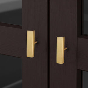 Solid Brass Square Cabinet Ring Pulls - Brushed Gold Finish Hardware - #2 - 224mm / 1pc