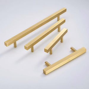 Solid Brass Square Cabinet Ring Pulls - Brushed Gold Finish Hardware - #2 - 256mm / 1pc