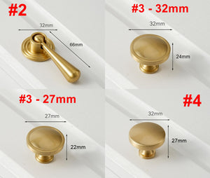 Solid Brass Vintage Cabinet Pulls & Knobs - Gold Finish Hardware - #3 - 27mm / 1pc