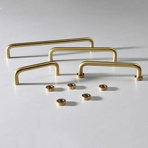 Solid Brass Round Cabinet Pulls & Knobs - Brushed Gold Finish - #3 - 96mm / 1pc