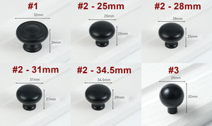 Solid Brass Vintage Cabinet Pulls & Knobs - Black Finish Hardware - #2 - 25mm / 1pc