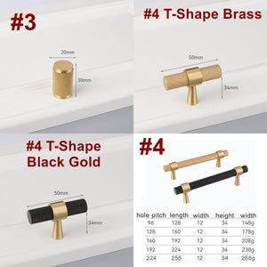 Solid Brass Knurled Cabinet Pulls & Knobs - Brushed Gold Finish - #1 - 35mm / 1pc