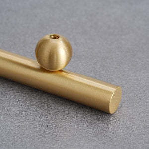 Solid Brass Round Cabinet Pulls & Knobs - Brushed Gold Finish - #1 - 224mm / 1pc