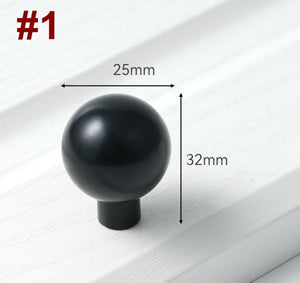 Solid Brass Minimalist Cabinet Pulls & Knobs - Black Finish Hardware - #2 - 25mm / 1pc