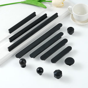 Solid Brass Minimalist Cabinet Pulls & Knobs - Black Finish Hardware - #5 - 28mm / 1pc