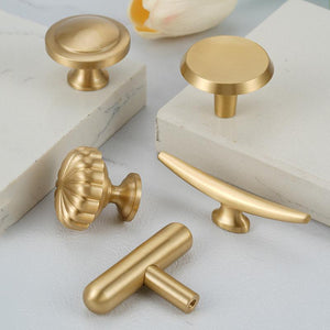 Solid Brass Square Cabinet Pulls & Knobs - Brushed Gold Finish - #4 - 50mm / 1pc