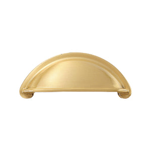 Open-Back Cup Pull in Satin Brass, front view.
