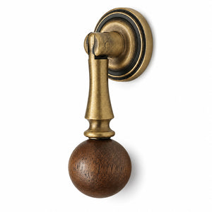 Bronze-finish drop pull with dark wood ball end, style #4 Bronze.