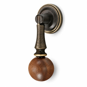 Coffee-finish drop pull with dark wood ball end, style #4 Coffee.