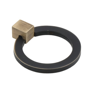 Dark bronze circular ring pull with a square gold-tone mount, option No. 12.