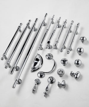 Solid Brass Art Deco Cabinet Pulls & Knobs - Chrome Finish Hardware - #1 - 20mm / 1 pc