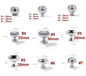 Solid Brass Art Deco Cabinet Pulls & Knobs - Chrome Finish Hardware - #1 - 25mm / 1 pc