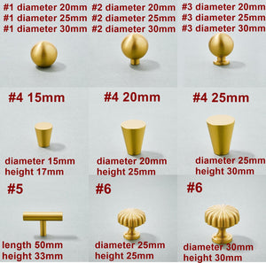 Solid Brass Art Deco Cabinet Pulls & Knobs - Gold Finish Hardware - #1 - 25mm / 1 pc