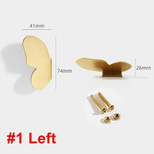 Solid Brass Butterfly Cabinet Pulls & Knobs - Gold Finish Hardware - #1 Right / 1pc