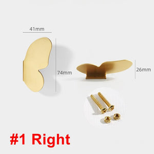 Solid Brass Butterfly Cabinet Pulls & Knobs - Gold Finish Hardware - #1 Left+Right / 1pc