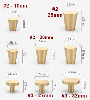 Solid Brass Cabinet Cup Pulls - Furniture for Cabinets & Drawers - #2 - 15mm / 1pc