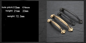 Solid Brass Cabinet Edge Pulls - Black Finish Decorative Hardware - Gold 174mm / 1pc