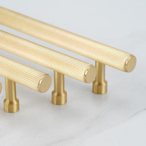 Solid Brass Cabinet Ring Pulls - Brushed Gold Finish for Cabinets - #5 T-Shape / 1pc