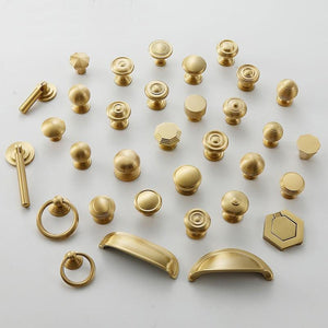 Solid Brass Floral Cabinet Cup Pulls - Gold Finish for Wardrobes - #7 / 1pc